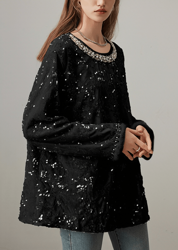 CRYSTAL EMBELLISHED SEQUIN TOP - Vera Lumina
