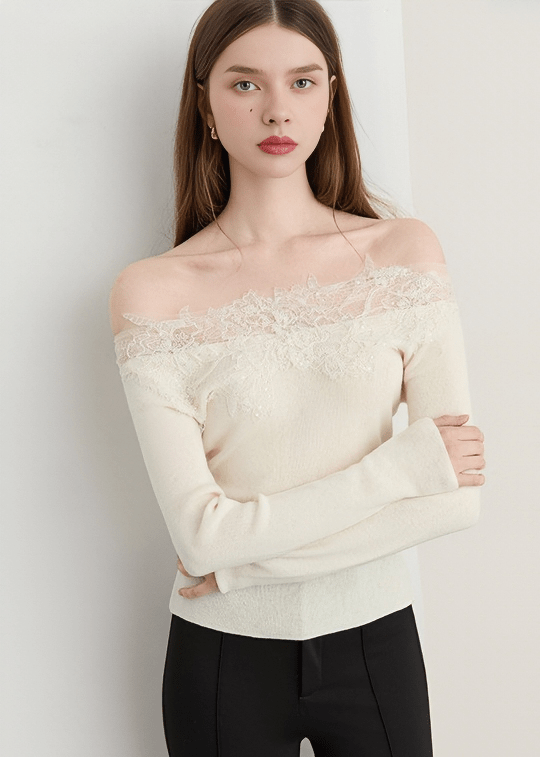 CRYSTALLIZED ILLUSION YOKE KNIT TOP - Vera Lumina