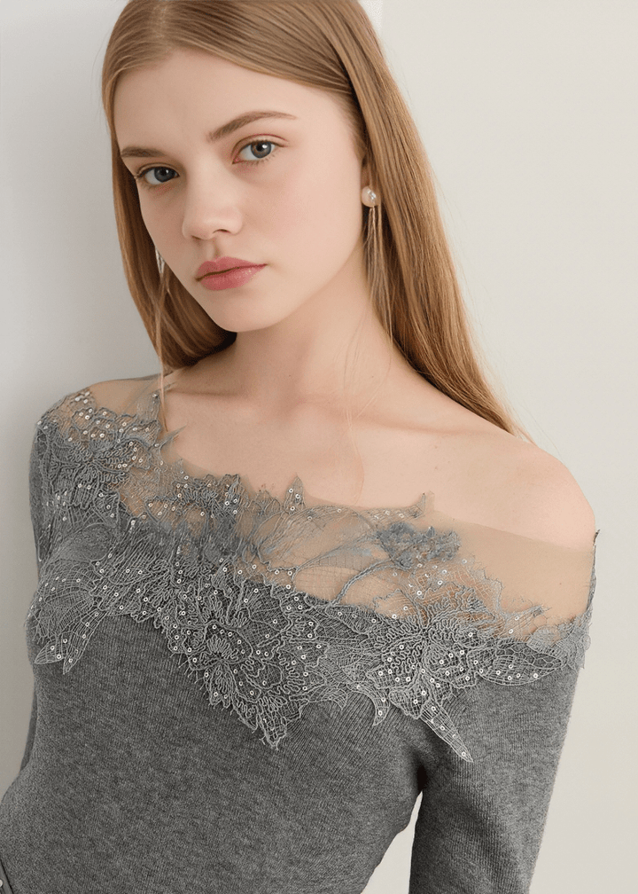 CRYSTALLIZED ILLUSION YOKE KNIT TOP - Vera Lumina