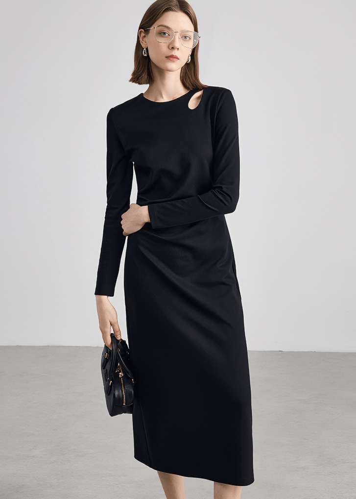 CUTOUT SHOULDER MIDI DRESS - Vera Lumina