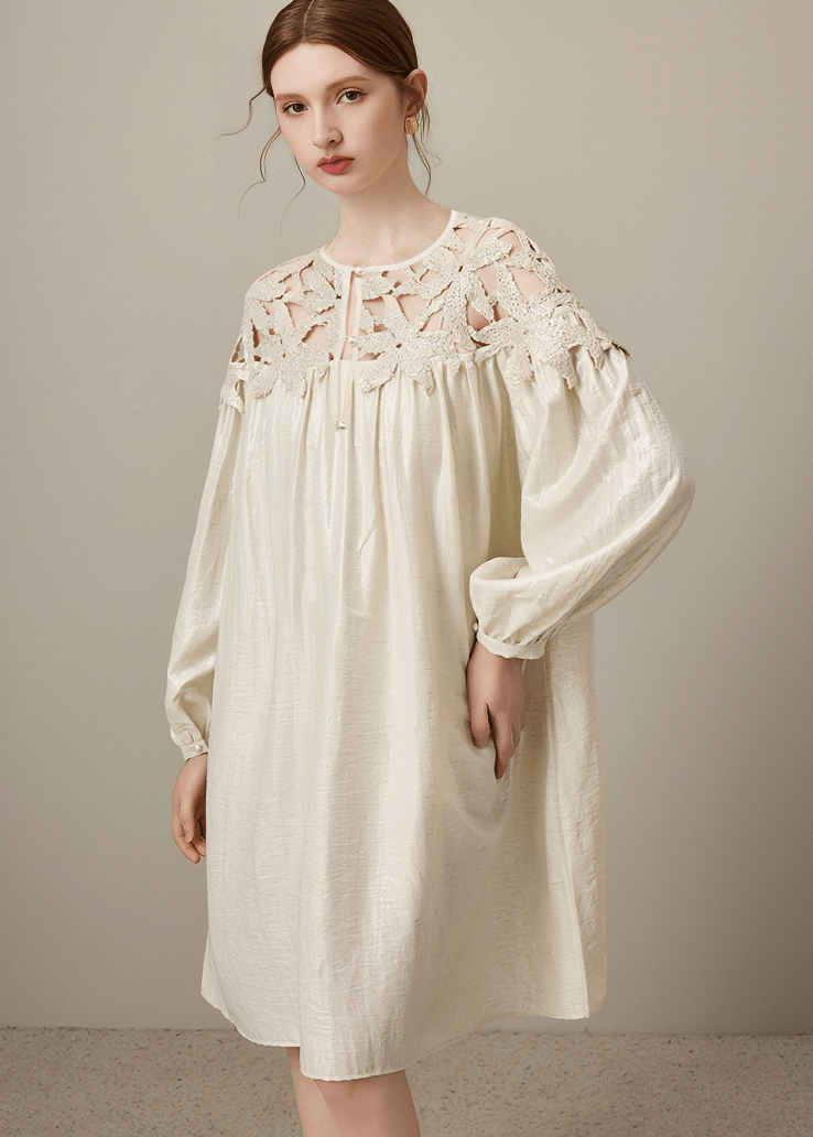 CUTWORK LACE EMPIRE DRESS - Vera Lumina