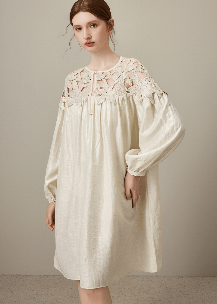 CUTWORK LACE EMPIRE DRESS - Vera Lumina