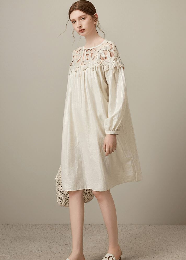 CUTWORK LACE EMPIRE DRESS - Vera Lumina