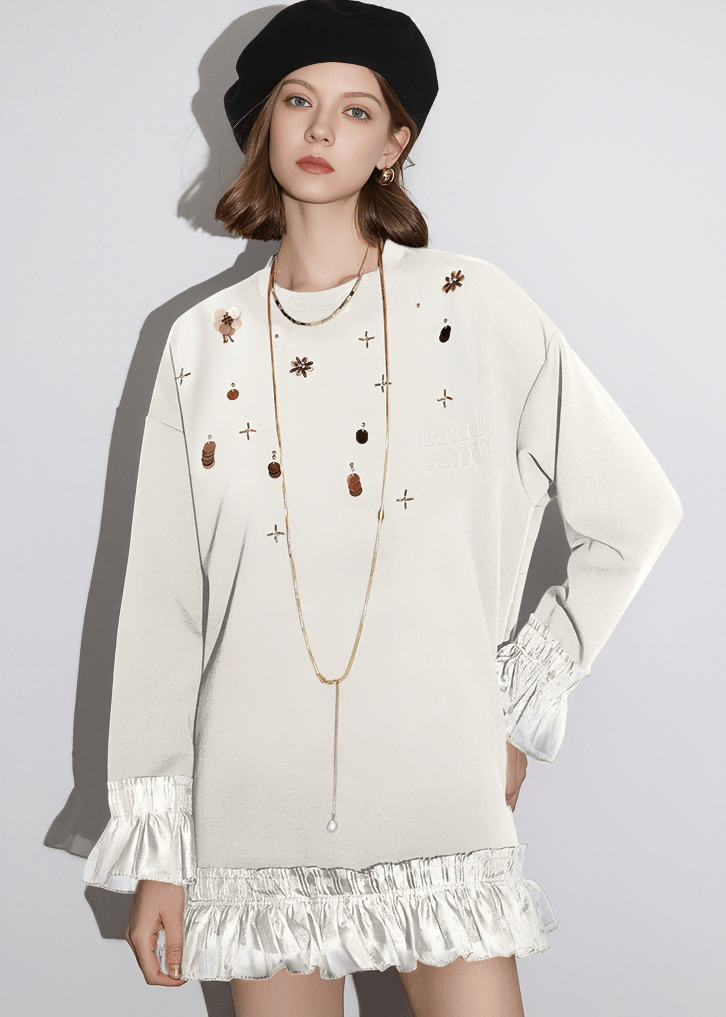 DECORATIVE DOUBLE CUFF LONG SLEEVE DRESS - Vera Lumina