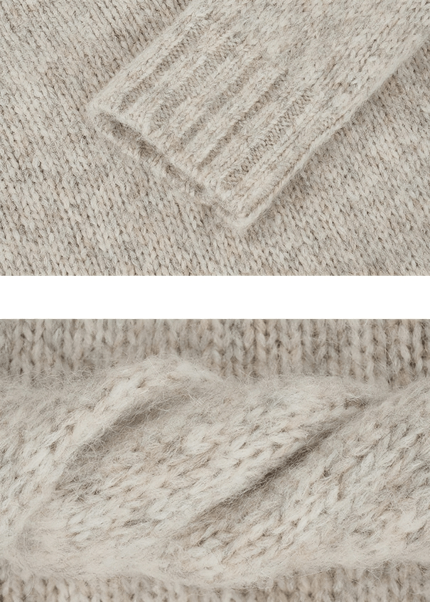 DEEP V - NECK BOUCLE KNIT SWEATER - Vera Lumina