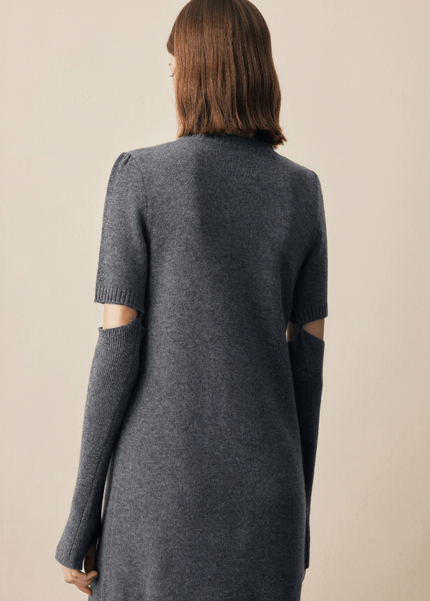 DETACHED SLEEVE KNIT SWEATER DRESS - Vera Lumina