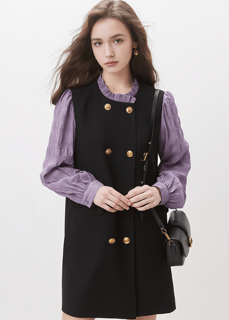 DOUBLE - BREASTED PINAFORE DRESS - Vera Lumina