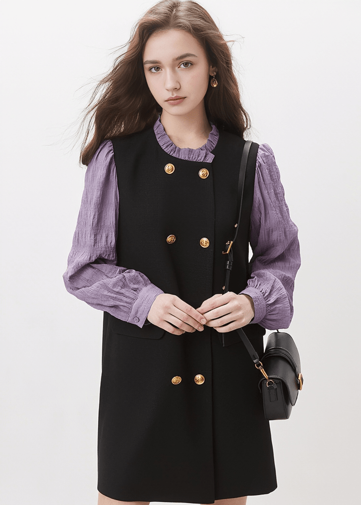 DOUBLE - BREASTED PINAFORE DRESS - Vera Lumina