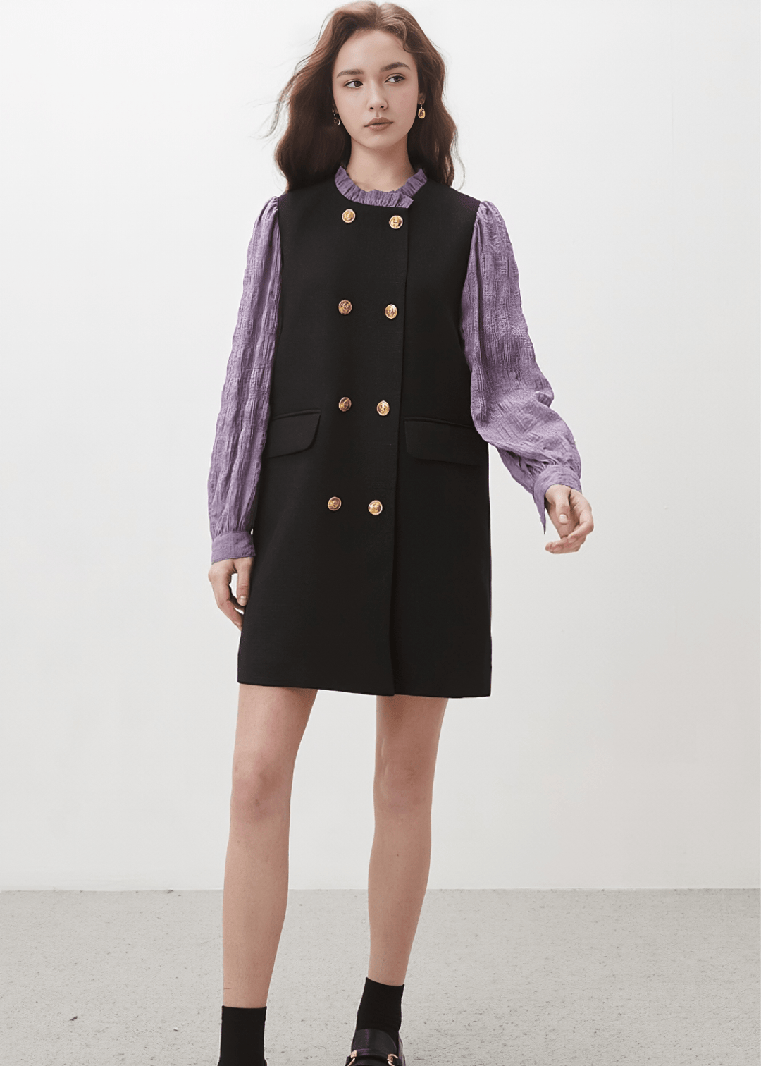 DOUBLE - BREASTED PINAFORE DRESS - Vera Lumina