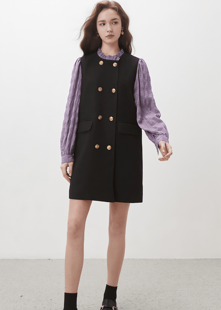 DOUBLE - BREASTED PINAFORE DRESS - Vera Lumina