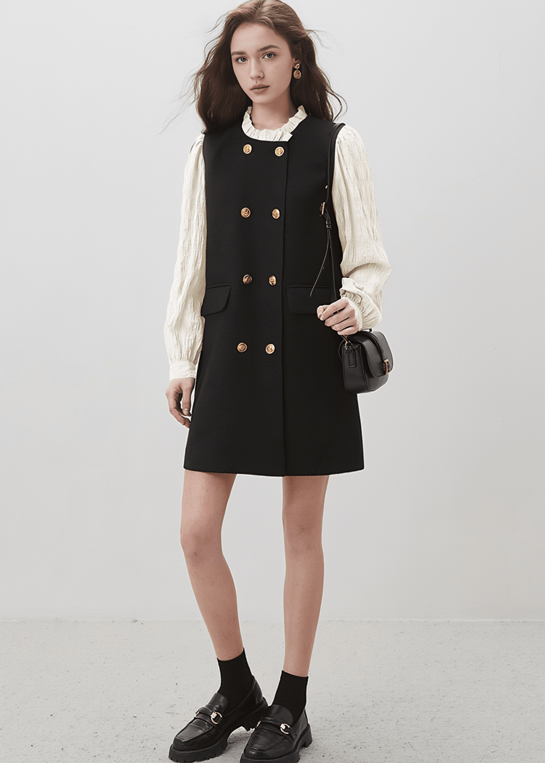 DOUBLE - BREASTED PINAFORE DRESS - Vera Lumina