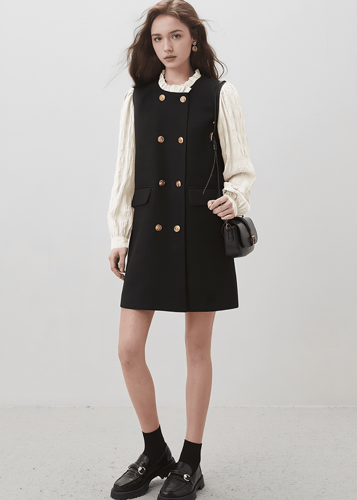 DOUBLE - BREASTED PINAFORE DRESS - Vera Lumina