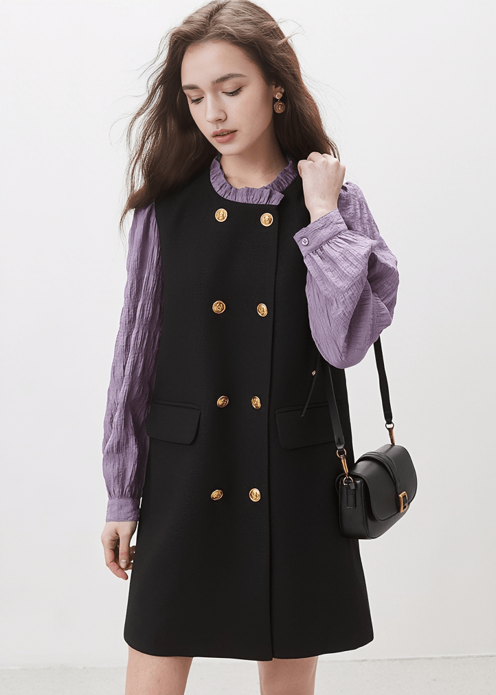 DOUBLE - BREASTED PINAFORE DRESS - Vera Lumina