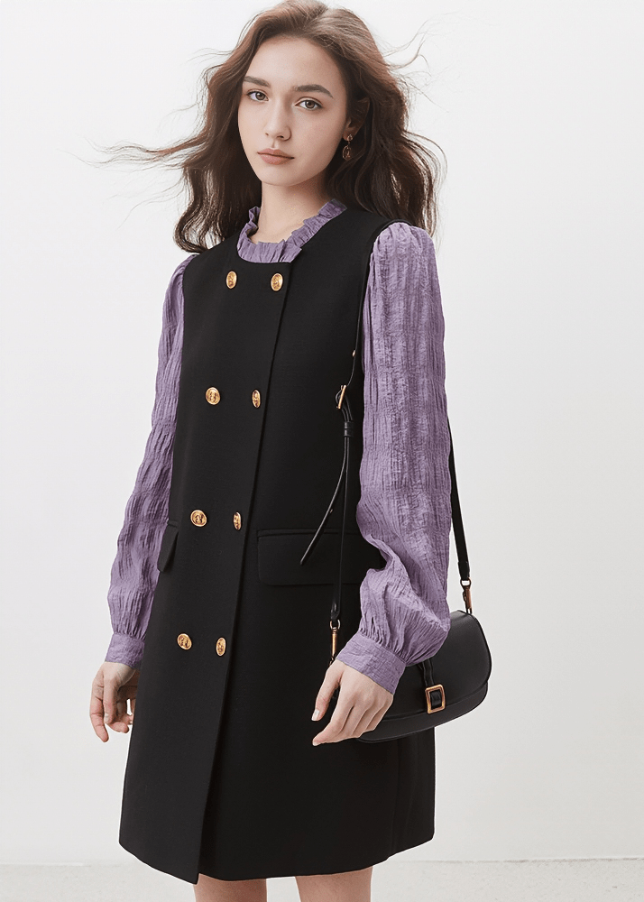 DOUBLE - BREASTED PINAFORE DRESS - Vera Lumina