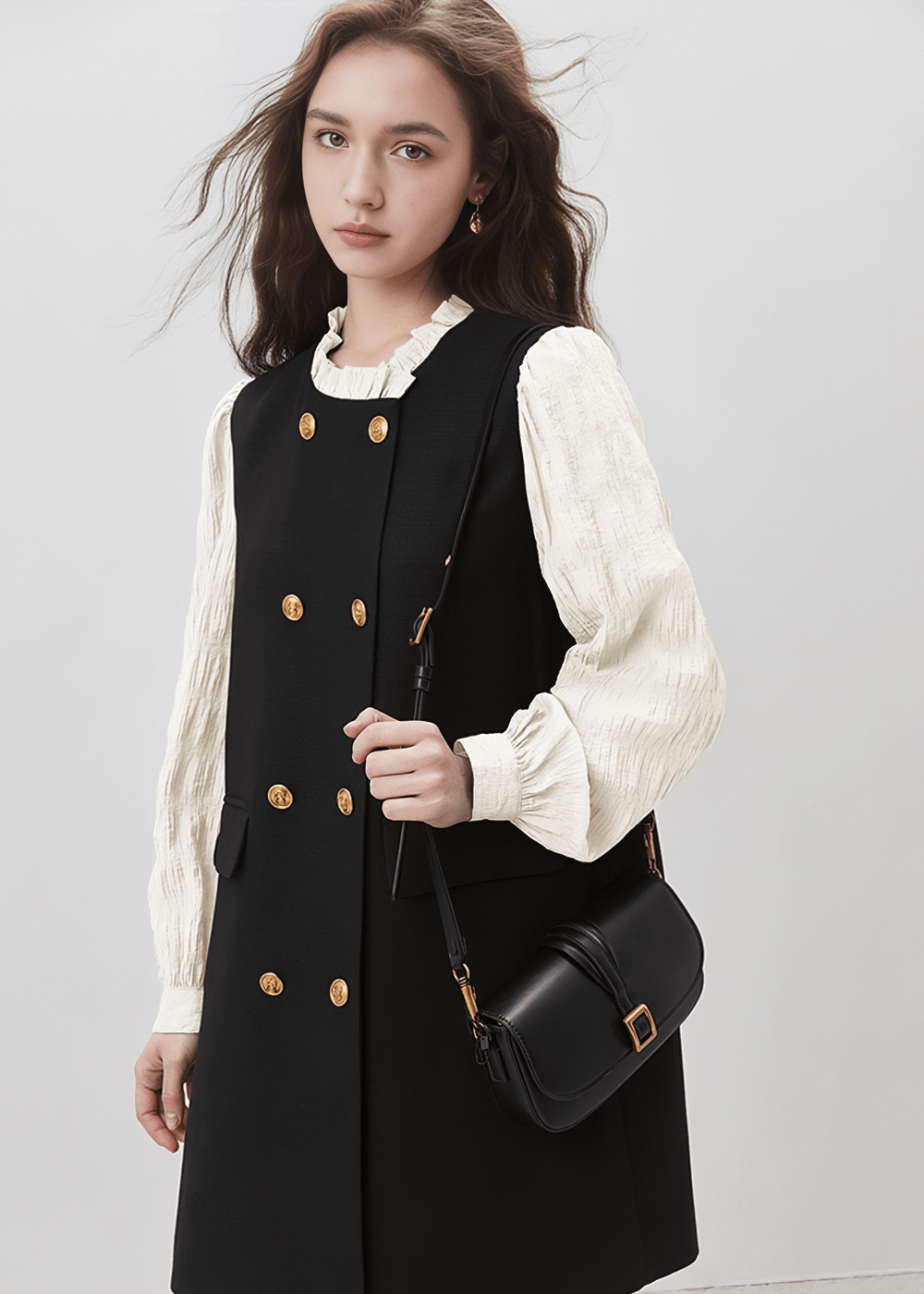 DOUBLE - BREASTED PINAFORE DRESS - Vera Lumina