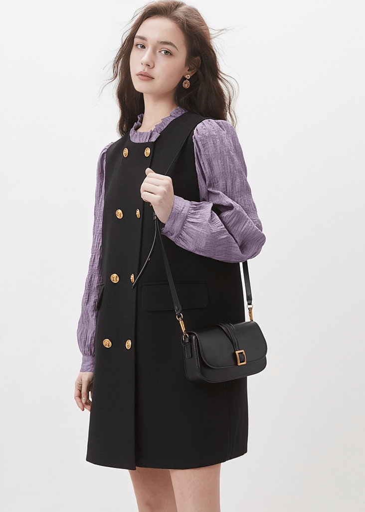 DOUBLE - BREASTED PINAFORE DRESS - Vera Lumina