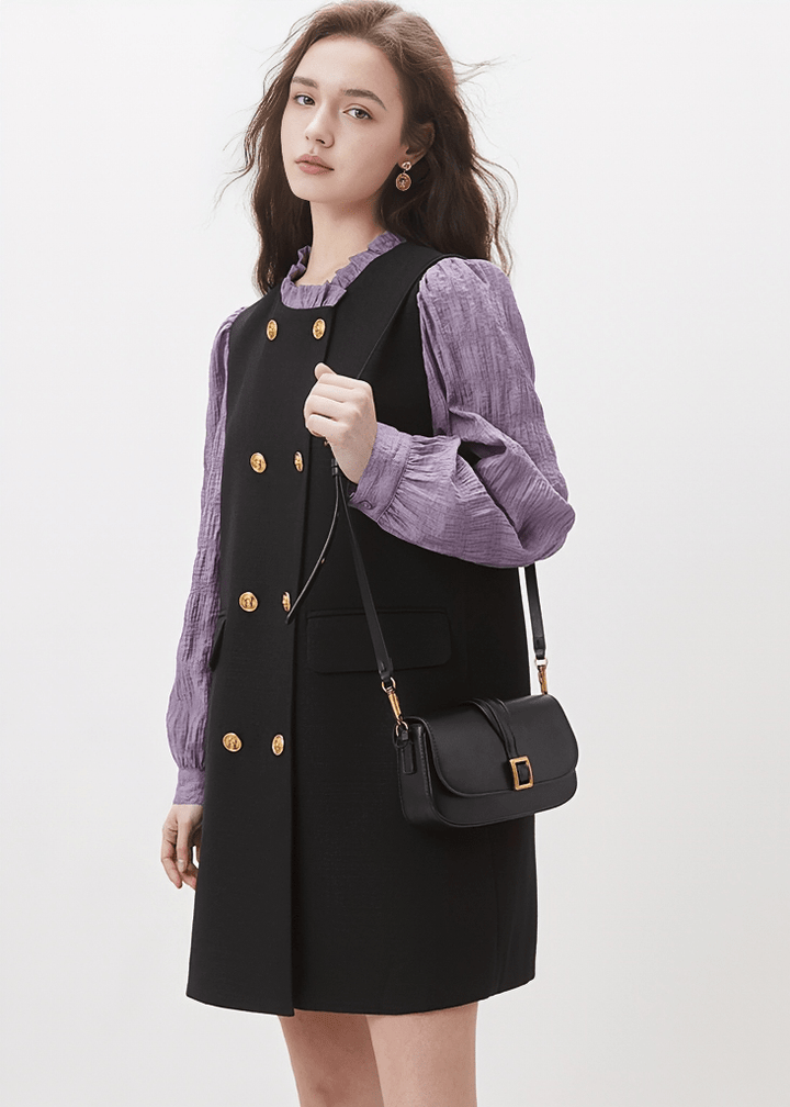 DOUBLE - BREASTED PINAFORE DRESS - Vera Lumina