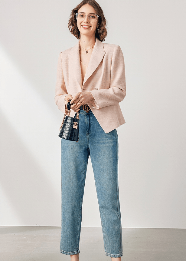 DOUBLE BREASTED WOOL BLEND BLAZER - Vera Lumina
