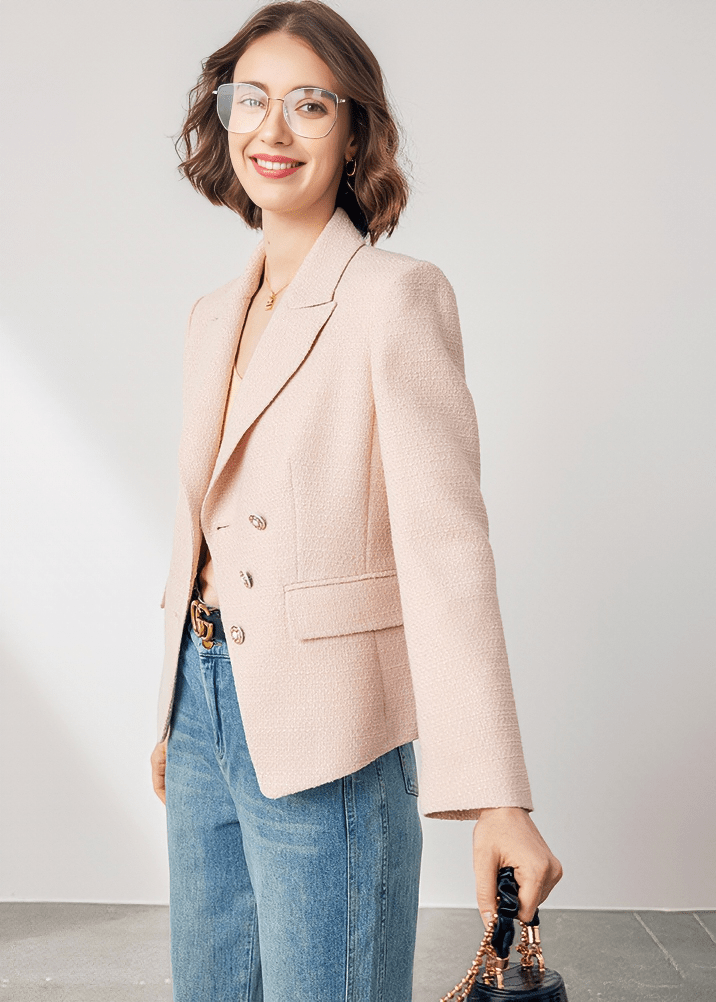 DOUBLE BREASTED WOOL BLEND BLAZER - Vera Lumina