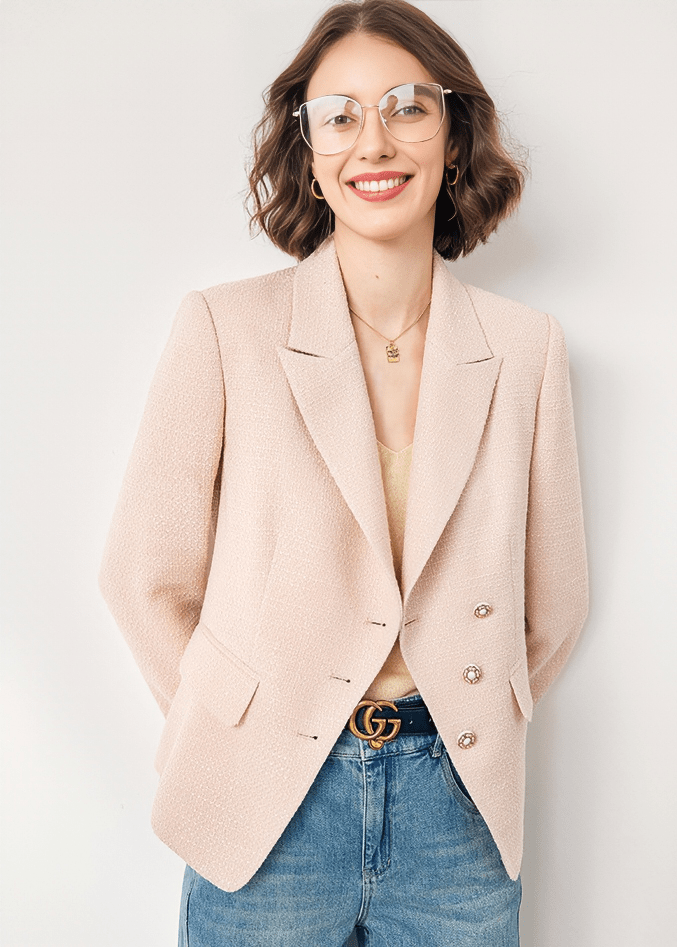 DOUBLE BREASTED WOOL BLEND BLAZER - Vera Lumina