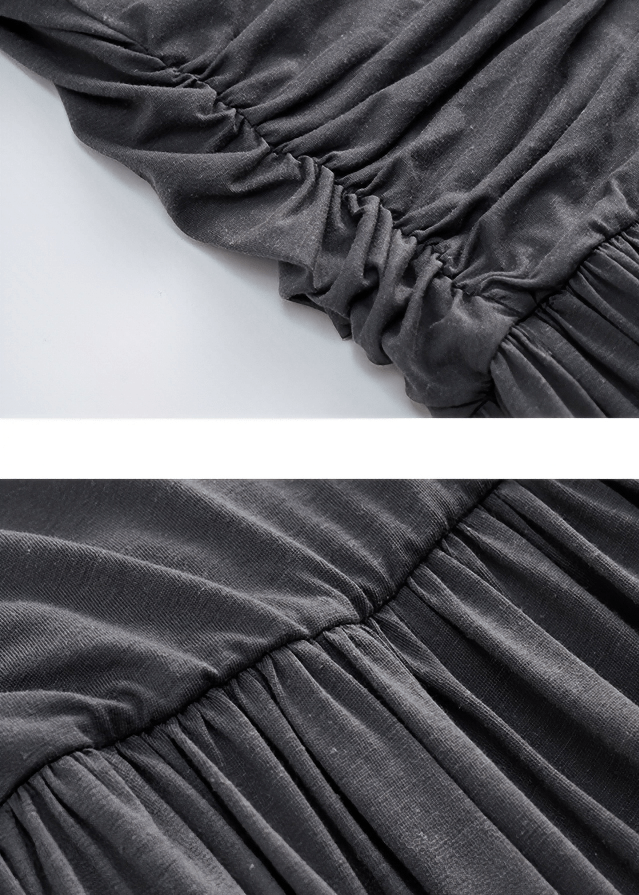 DRAPED ASYMMETRIC RUFFLE MIDI DRESS - Vera Lumina
