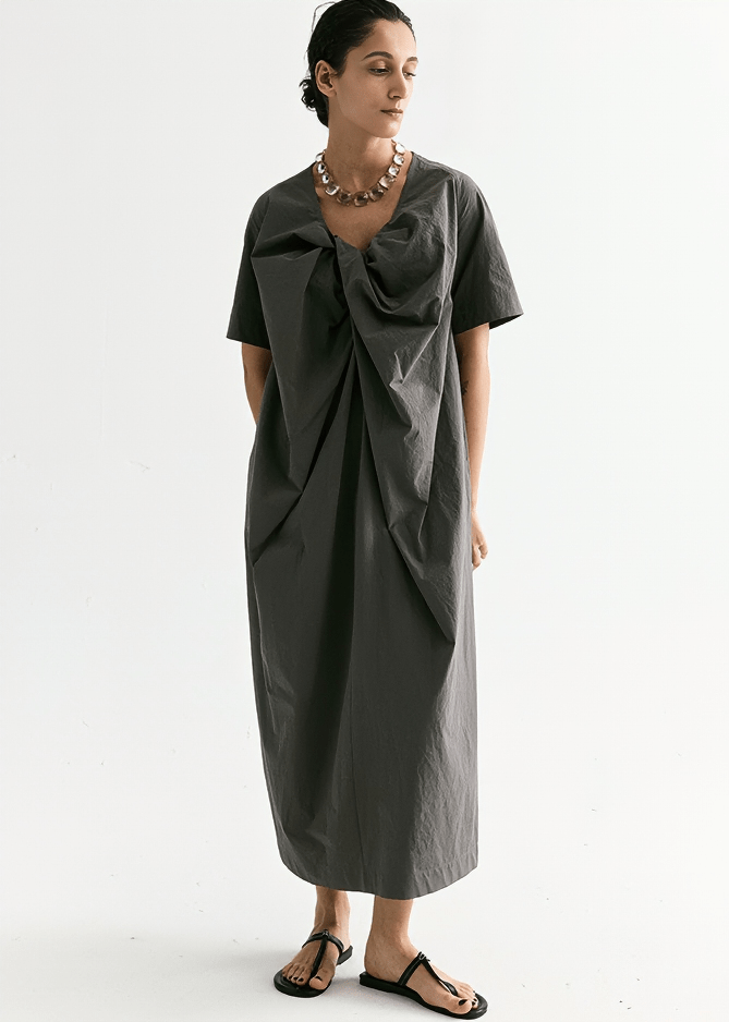 DRAPED NECKTIE DRESS - Vera Lumina
