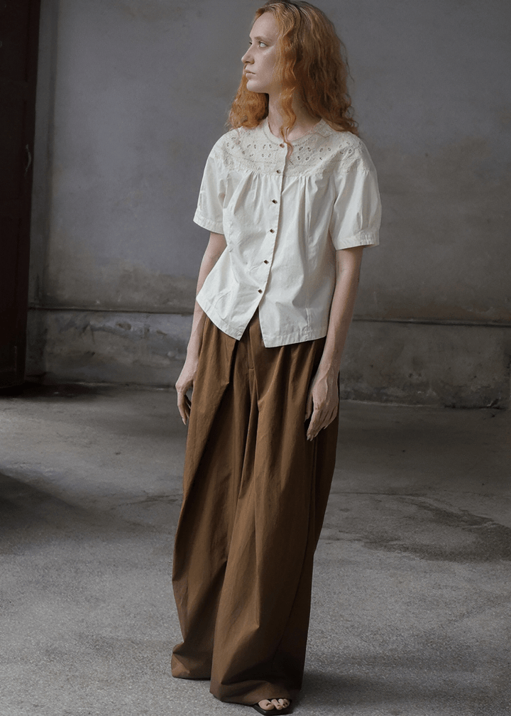 DRAPED PALAZZO TROUSERS - Vera Lumina