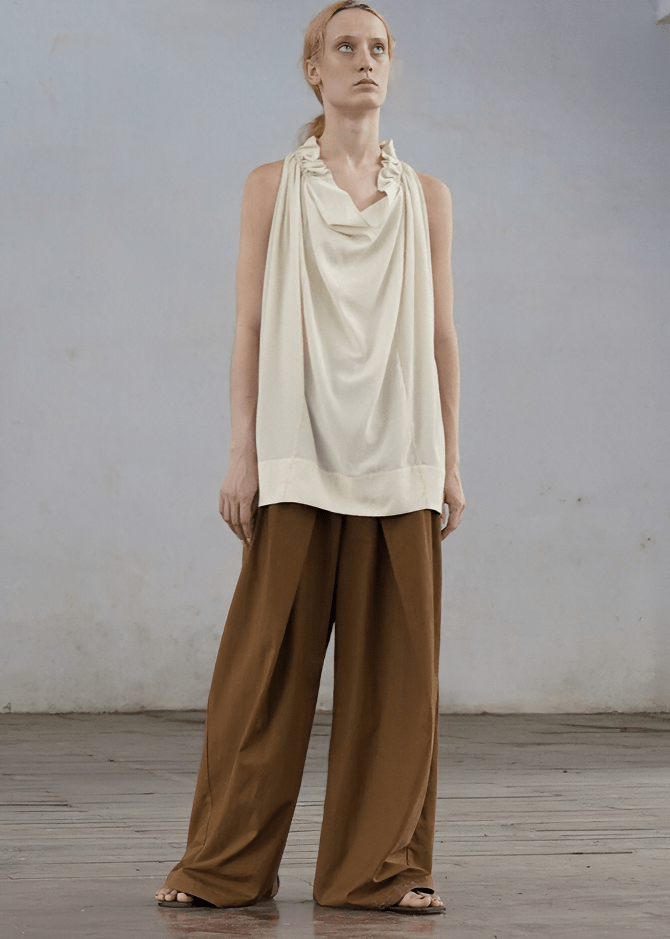 DRAPED PALAZZO TROUSERS - Vera Lumina