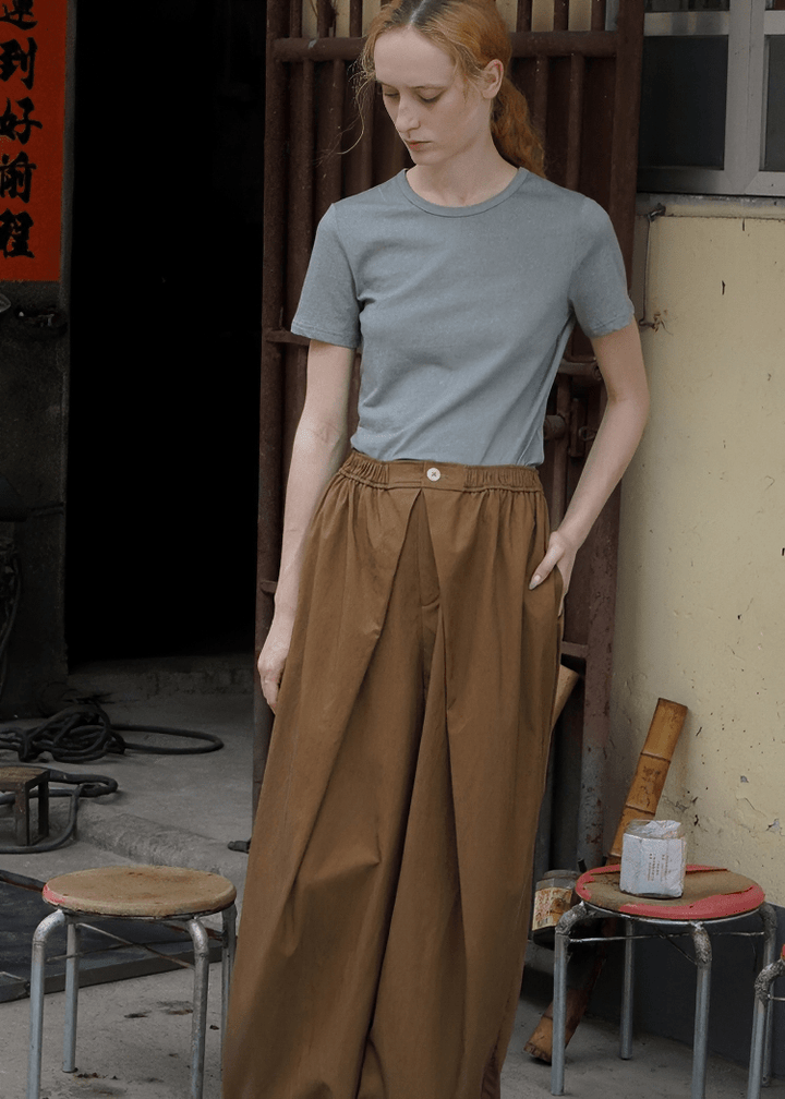 DRAPED PALAZZO TROUSERS - Vera Lumina