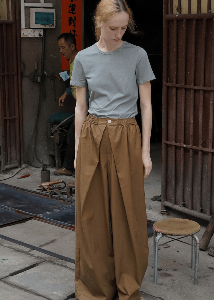 DRAPED PALAZZO TROUSERS - Vera Lumina