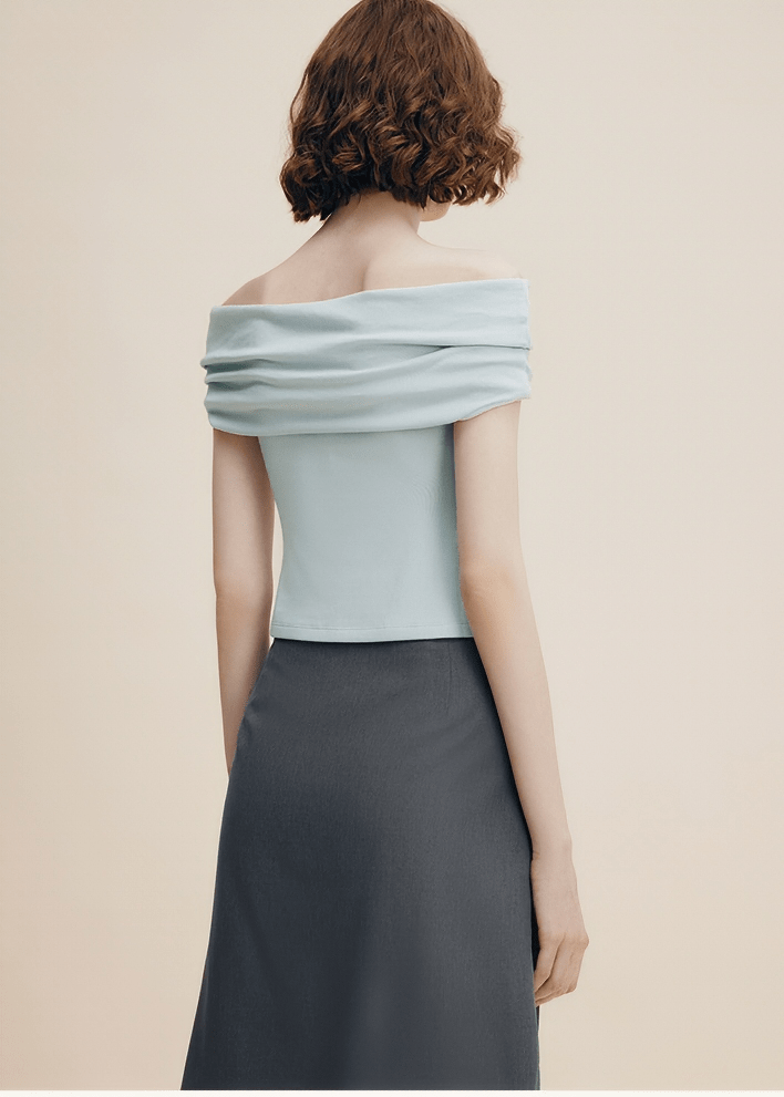 DRAPED SHOULDER SCULPTURAL TOP - Vera Lumina