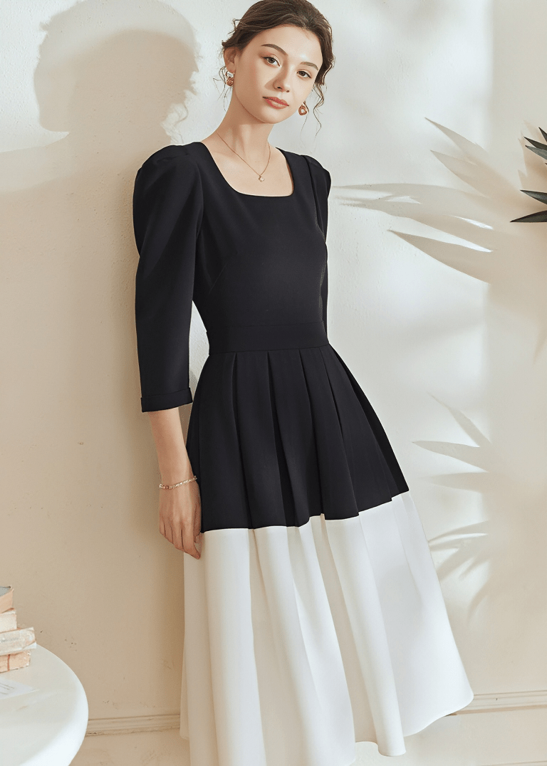 DUCHESS PUFF SLEEVE PEPLUM DRESS - Vera Lumina