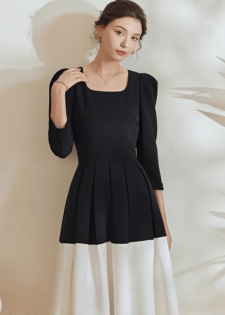 DUCHESS PUFF SLEEVE PEPLUM DRESS - Vera Lumina