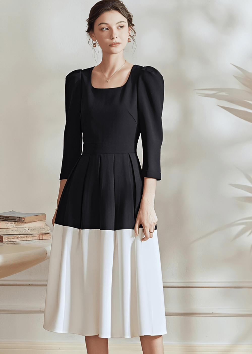 DUCHESS PUFF SLEEVE PEPLUM DRESS - Vera Lumina