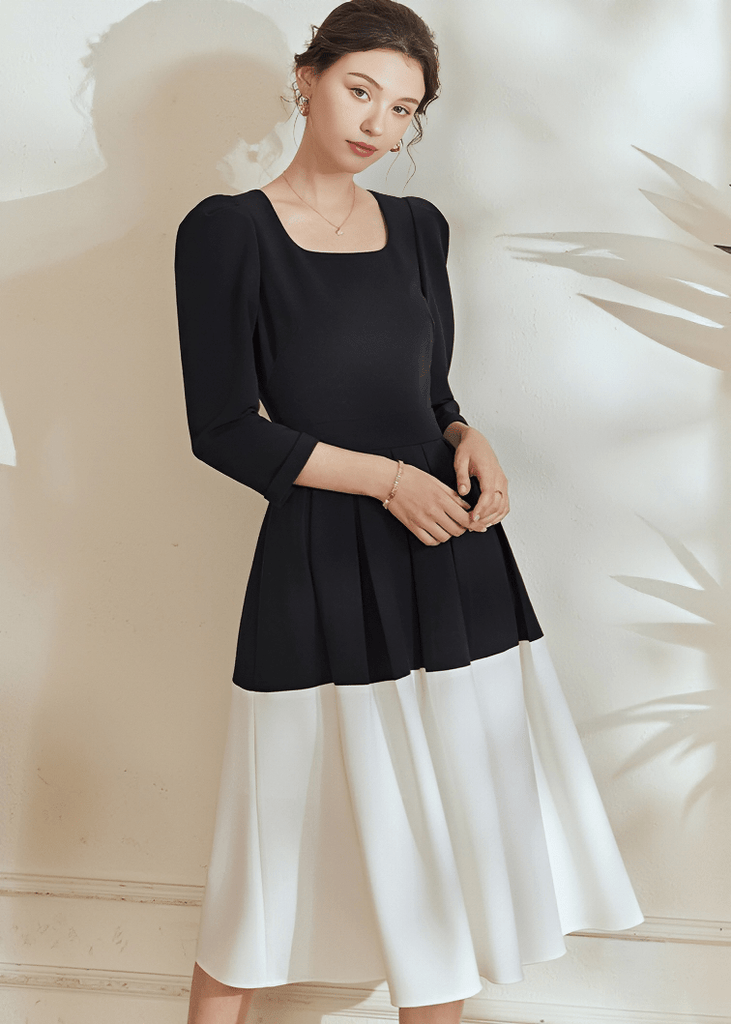 DUCHESS PUFF SLEEVE PEPLUM DRESS - Vera Lumina