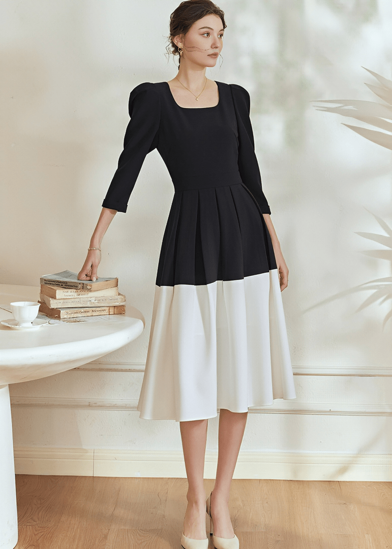 DUCHESS PUFF SLEEVE PEPLUM DRESS - Vera Lumina