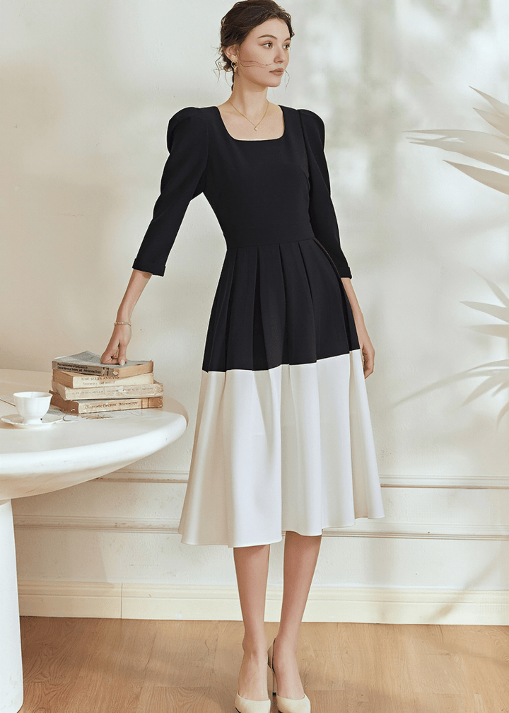 DUCHESS PUFF SLEEVE PEPLUM DRESS - Vera Lumina