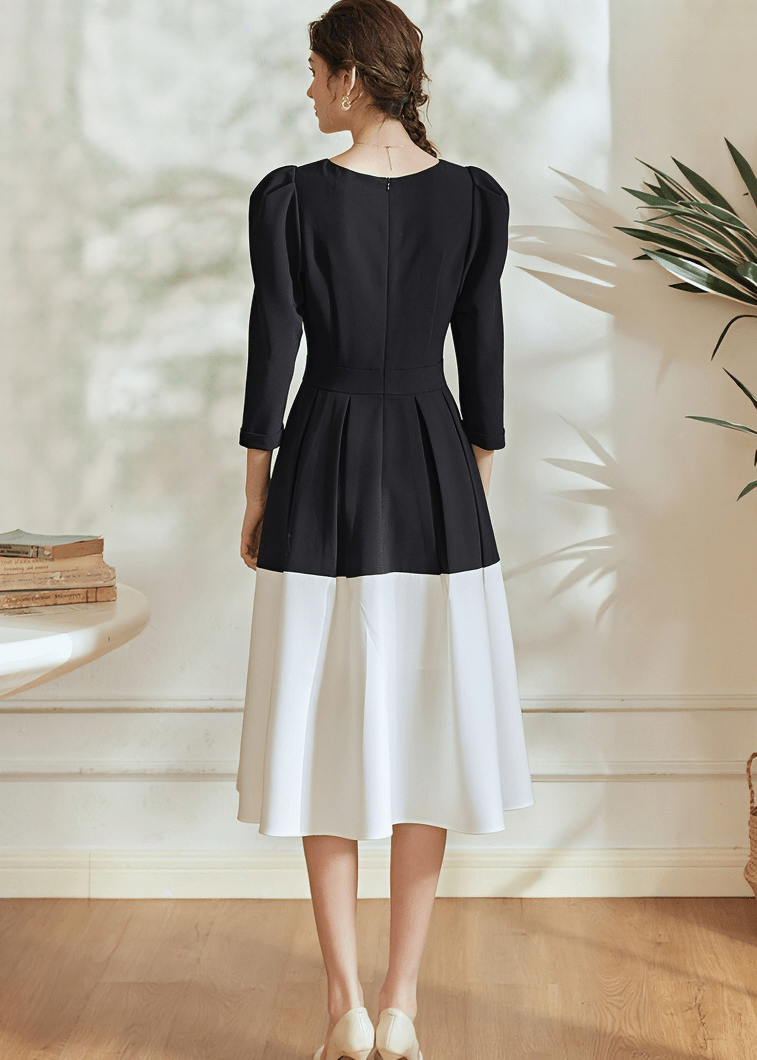 DUCHESS PUFF SLEEVE PEPLUM DRESS - Vera Lumina