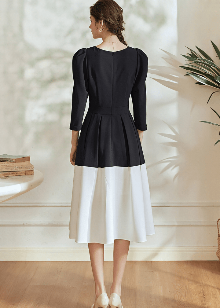 DUCHESS PUFF SLEEVE PEPLUM DRESS - Vera Lumina