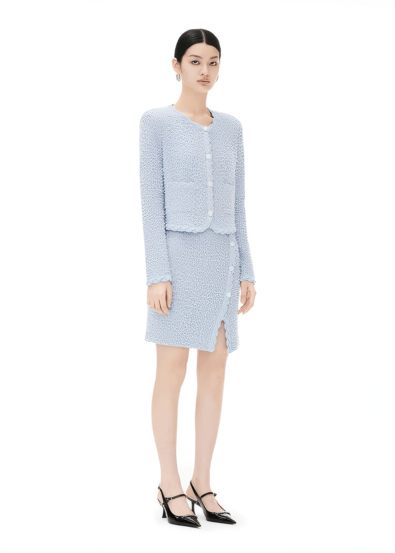 elegant pastel wool fragrance knit skirt & cardigan - Vera Lumina