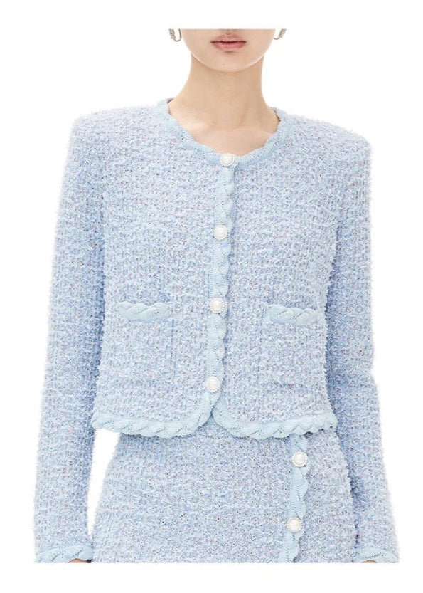 elegant pastel wool fragrance knit skirt & cardigan - Vera Lumina
