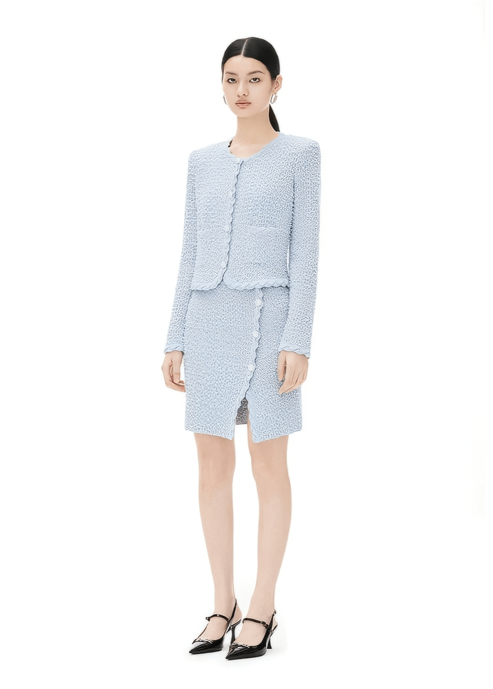 elegant pastel wool fragrance knit skirt & cardigan - Vera Lumina