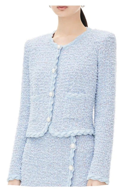 elegant pastel wool fragrance knit skirt & cardigan - Vera Lumina