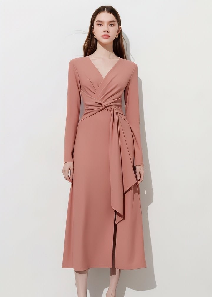 Elegant Slit Wrap Dress - Vera Lumina