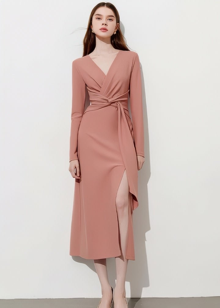 Elegant Slit Wrap Dress - Vera Lumina