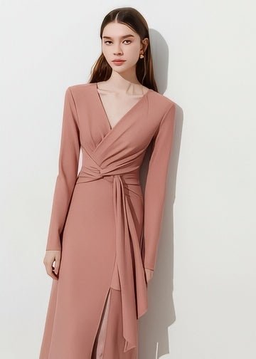 Elegant Slit Wrap Dress - Vera Lumina
