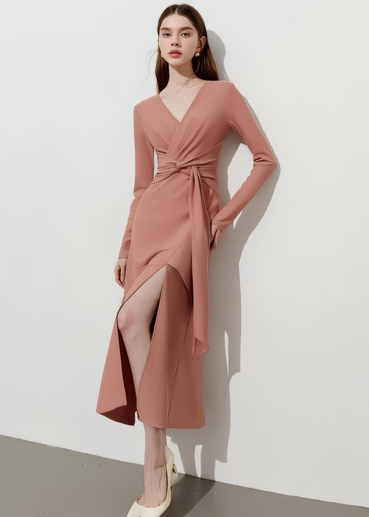 Elegant Slit Wrap Dress - Vera Lumina