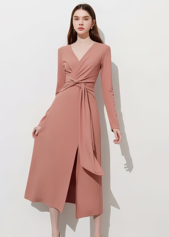 Elegant Slit Wrap Dress - Vera Lumina