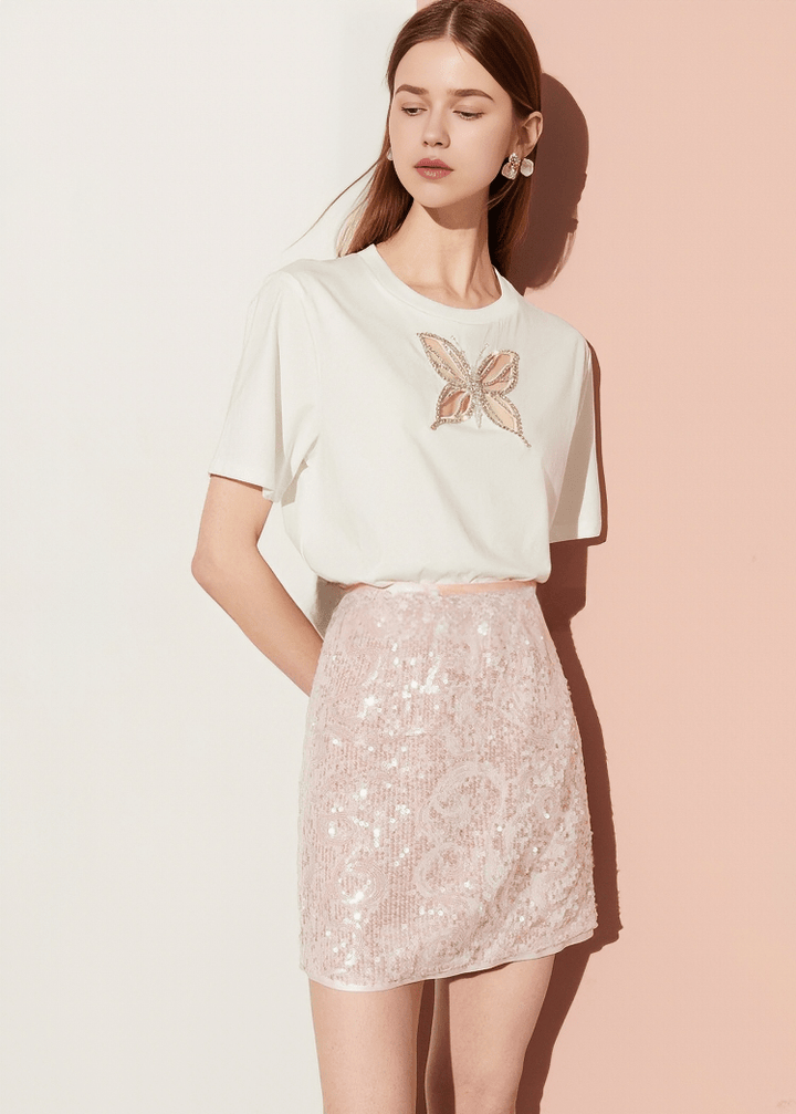EMBELLISHED SEQUIN MINI SKIRT - Vera Lumina