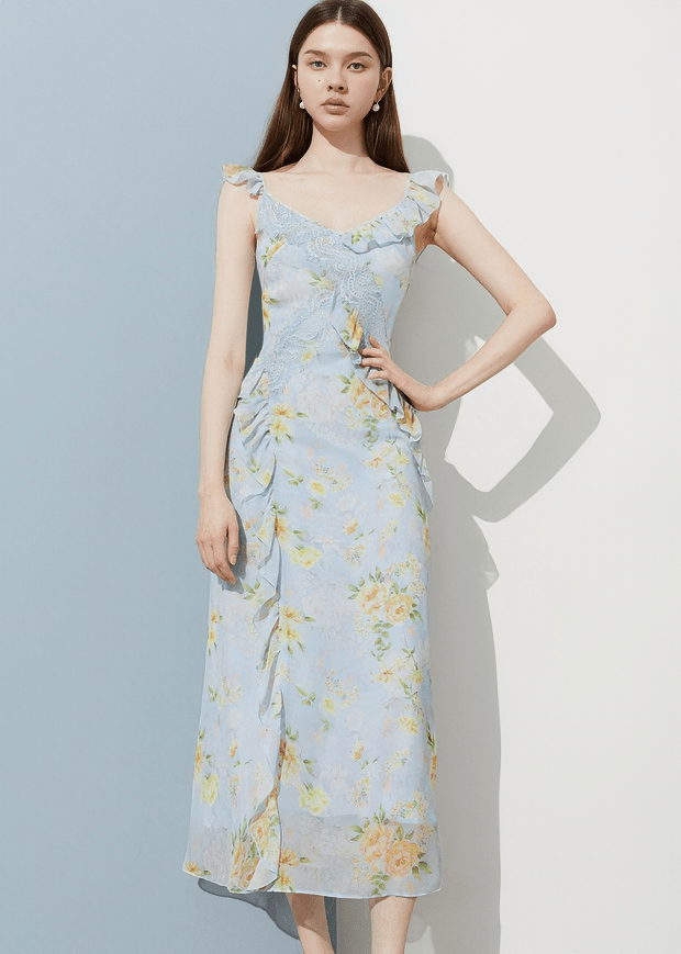 EMBROIDERED FLUTTER STRAP DRESS - Vera Lumina